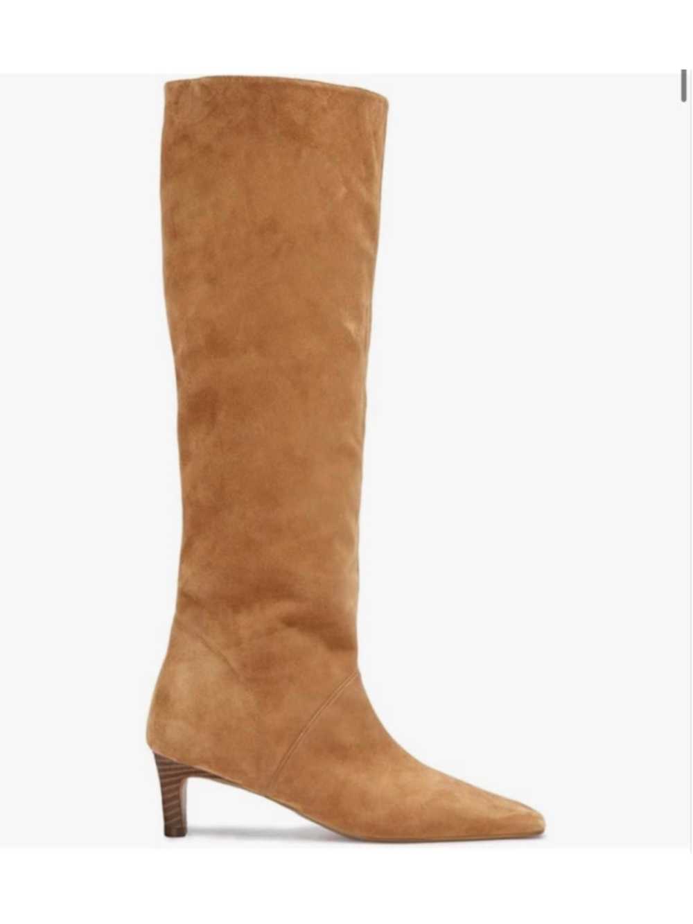 NEW Knee High Vegan Suede Boots Wide Calf Kitten Heel Pointed Toe 7